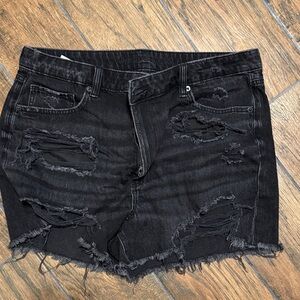 American Eagle Outfitters Women's Black Ripped Jean Shorts